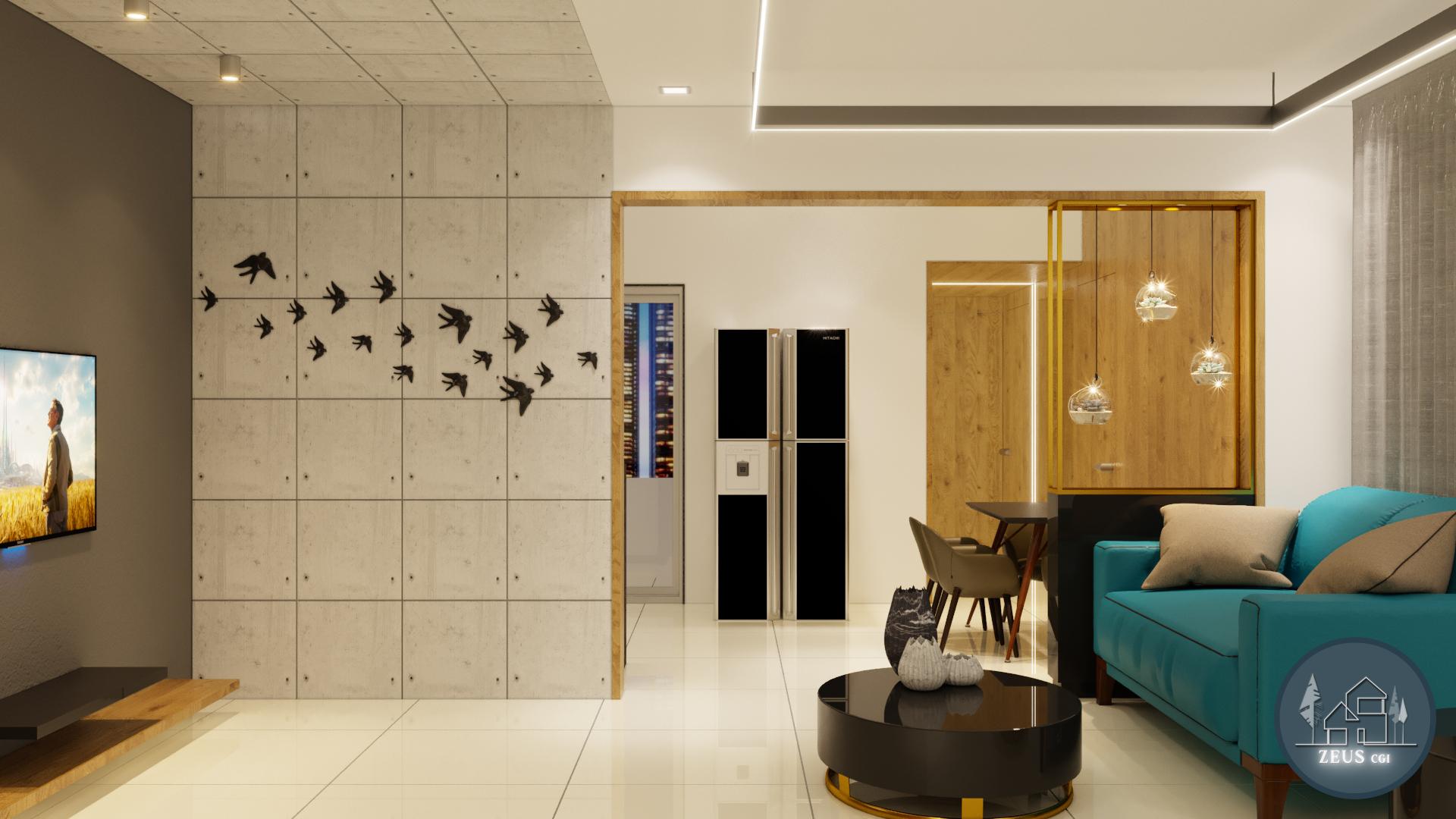 Surat 3D interior living room rendering by Zeus CGI