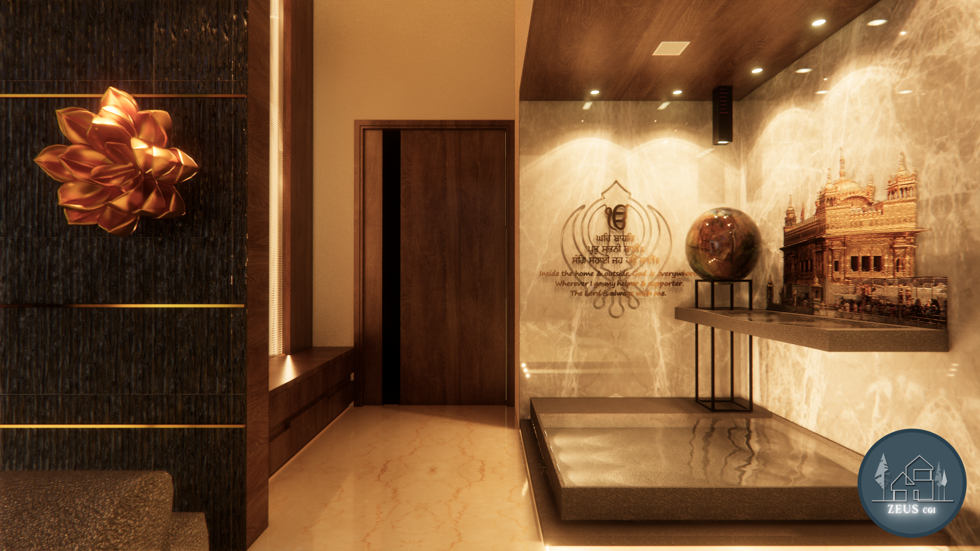 Ahmedabad modern living room 3D render by Zeus CGI