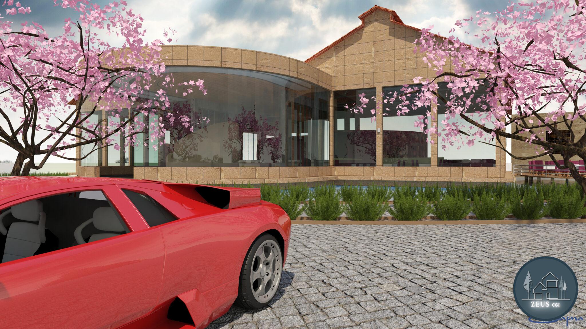 Modern building exterior 3D rendering in Ahmedabad Gujarat by ZeusCGI